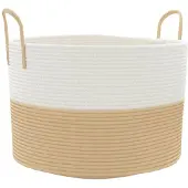 vidaXL Panier de rangement beige et blanc Ø51x33 cm coton