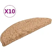 vidaXL Tapis d'escalier 10 pièces 56x17x3 cm Beige Demi-rond