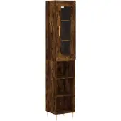 vidaXL Highboard chêne fumé 34,5x34x180 cm bois composite