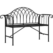 vidaXL Banc de jardin 2 places 128 cm noir acier