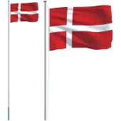 vidaXL Drapeau du Danemark avec mât en aluminium de 6,08 m