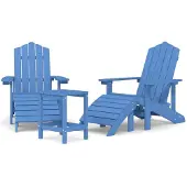 vidaXL Chaises de jardin Adirondack avec tabouret & table PEHD Aquamarine