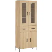 vidaXL Highboard chêne Sonoma 69,5x34x180 cm Matériau dérivé du bois