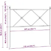 vidaXL Tête de lit de rechange en métal noir 107 cm