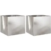 vidaXL Jardinières 2 pcs argenté 32x30x29 cm acier inoxydable