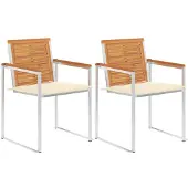 vidaXL Chaises de jardin avec coussins 2 pcs. Bois massif acacia et acier