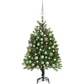 vidaXL Arbre de Noël artificiel pré-éclairé et boules 120 cm vert