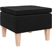 vidaXL Tabouret avec pieds en bois Noir Tissu