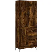 vidaXL Highboard chêne fumé 69,5x34x180 cm bois composite