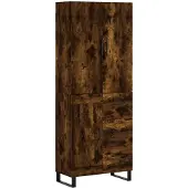 vidaXL Highboard chêne fumé 69,5x34x180 cm bois composite