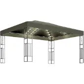 vidaXL Pavillon avec guirlande lumineuse LED 3x4 m Taupe Tissu