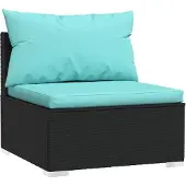 vidaXL Canapé de jardin central avec coussins noir Poly rotin