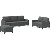 vidaXL Ensemble de canapés 3 pcs avec coussins Gris foncé Tissu