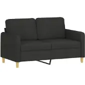 vidaXL Canapé à 2 places Noir 120 cm Tissu