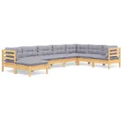 vidaXL Ensemble salon de jardin 8 pièces avec coussins gris pin massif