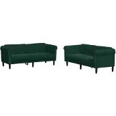 vidaXL Ensemble de canapés 3 pièces vert foncé velours