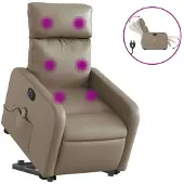 vidaXL Fauteuil de massage avec releveur électrique Cappuccino similicuir