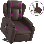 vidaXL Fauteuil de massage avec releveur Marron Similicuir