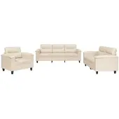 vidaXL Ensemble de canapés 3 pièces avec coussins Beige Tissu microfibre