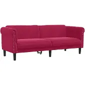 vidaXL Canapé 3 places vin rouge velours