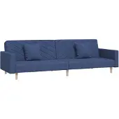 vidaXL Canapé-lit à 2 places avec deux oreillers bleu tissu
