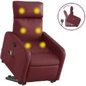 vidaXL Fauteuil de massage avec releveur vin rouge similicuir