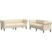 vidaXL Ensemble de canapés 2 pièces tissu crème