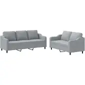 vidaXL Ensemble de canapés 2 pièces avec coussins Tissu gris clair