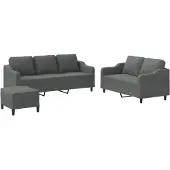 vidaXL Ensemble de canapés 3 pièces avec coussins Tissu gris foncé