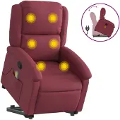 vidaXL Fauteuil de massage avec releveur vin rouge Tissu