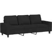 vidaXL Canapé à 3 places Noir 180 cm Tissu