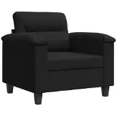 vidaXL Fauteuil noir 60 cm tissu microfibre