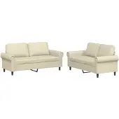 vidaXL ensemble de canapé 2 pièces avec coussin Crème Similicuir