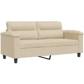 vidaXL Canapé à 2 places Crème 140 cm Tissu microfibre