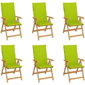 vidaXL Chaises de jardin 6 pcs. avec coussins vert clair teck massif