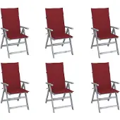 vidaXL Chaises de jardin réglables 6 pcs. avec coussins en bois massif d'acacia
