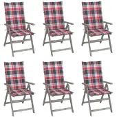 vidaXL Chaises de jardin réglables 6 pcs. avec coussins en bois massif d'acacia