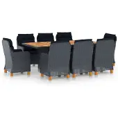 vidaXL Salon de jardin avec coussins Poly Rattan Garniture Set de salle à manger