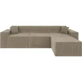 Popsofa Canapé d’angle Beat Velours Côtelé Taupe