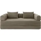 Popsofa Canapé-Lit Joy 2 Places Velours Côtelé Taupe