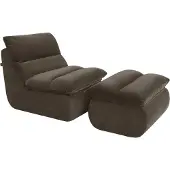 Popsofa Fauteuil Marley avec Repose-pieds Chenille Marron