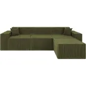 Popsofa Canapé d’angle Beat Velours Côtelé Vert