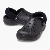 Crocs Baya Sabots à brides en peluche doublés Noir/Noir