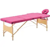 vidaXL Table de massage pliable 3 zones Bois Rose