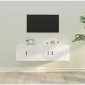 vidaXL Ensemble de meuble TV 2 pièces blanc en bois composite