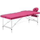 vidaXL Table de massage pliable 3 zones Aluminium Rose