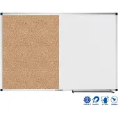 Legamaster Tableau combiné UNITE, tableau d'affichage &amp; tableau blanc, L 900 x P 12,6 x H 600 mm, acier laqué &amp; liège naturel, blanc &amp; marron