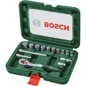 Bosch Ensemble de clés à cliquet 1/4 de , 15 pièces.