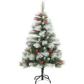 vidaXL Sapin de Noël artificiel Vert et blanc 150 cm