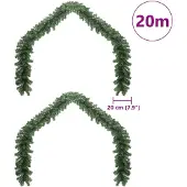 vidaXL Guirlande de Noël 2 pcs Vert 20 m PVC